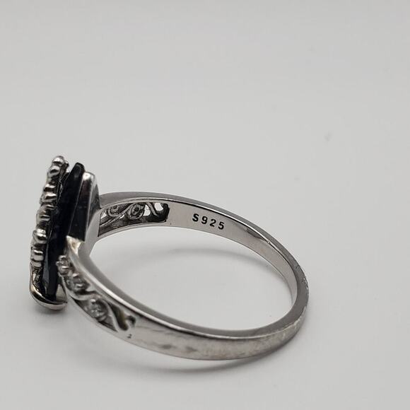 YFN Black Tourmaline Ring – Sterling Silver Crystal Tree of Life Design Size 10 - Picture 7 of 9